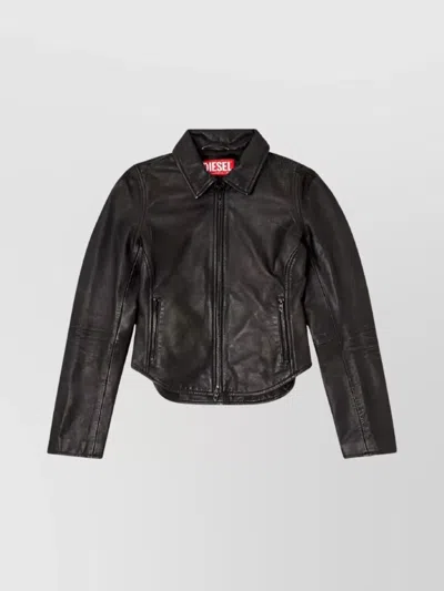 Diesel Collared Fitted Jacket Front Pockets In Multi