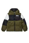Diesel Colorblock Padded Jacket With Logo In Green