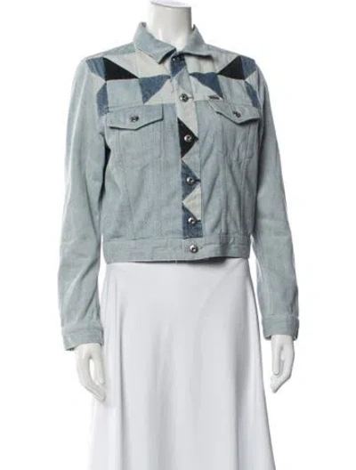 Pre-owned Diesel Colorblock Pattern Denim Jacket W/ Tags In Blue