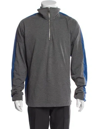 Pre-owned Diesel Colorblock Pattern Mock Neck Hoodie In Blue