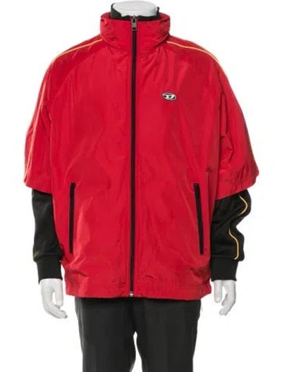 Pre-owned Diesel Colorblock Pattern Windbreaker In Red