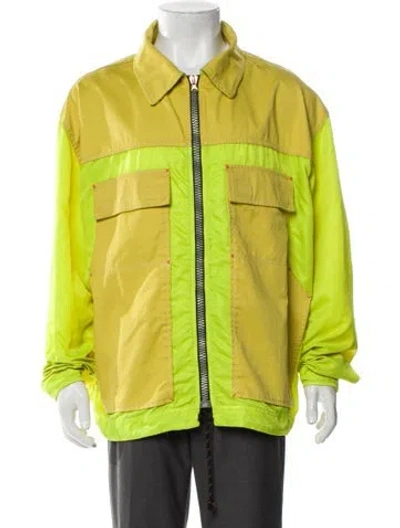 Pre-owned Diesel Colorblock Pattern Windbreaker In Yellow
