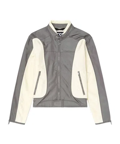 Diesel Colour-block Biker Jacket With Piping In 98b