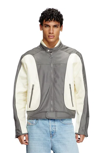 Diesel Colour-block Biker Jacket With Piping In Multicolor
