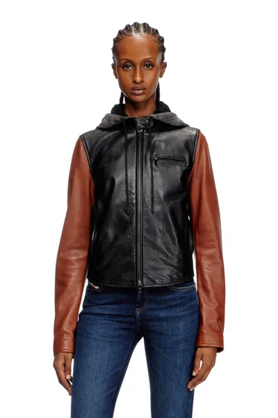 Diesel Color-matching Leather Jacket In Multi