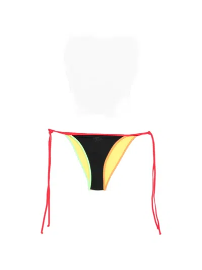 Diesel Colour-block String Bikini Bottom In Black