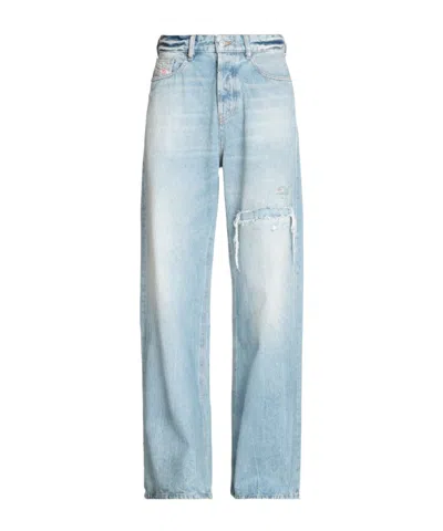 Diesel Comfortable Stylish Washed Ripped Mid-rise Straight-leg Jeans In Blue