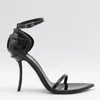 Diesel Glossy Pointed Toe Heel Sandals In Black
