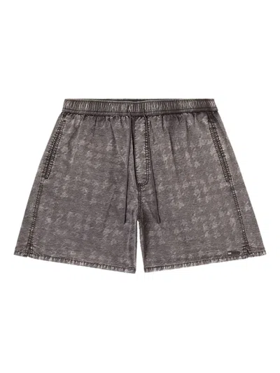 Diesel Drawstring Denim-effect Swim Shorts In Brown