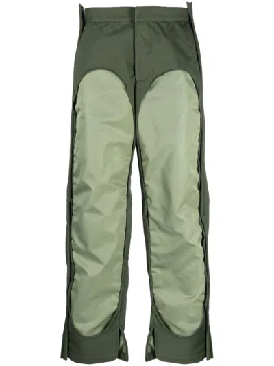 Diesel Contrast Wide-leg Trousers In Green