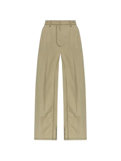 Diesel Contrast-stitch Wide-leg Trousers In Green