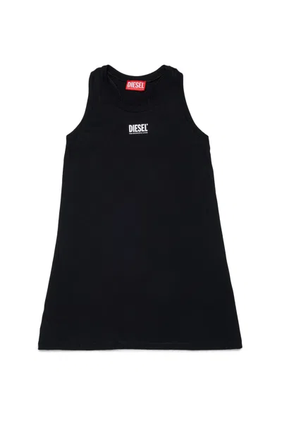 Diesel Kids' Cover-up Dress With Logo In Black