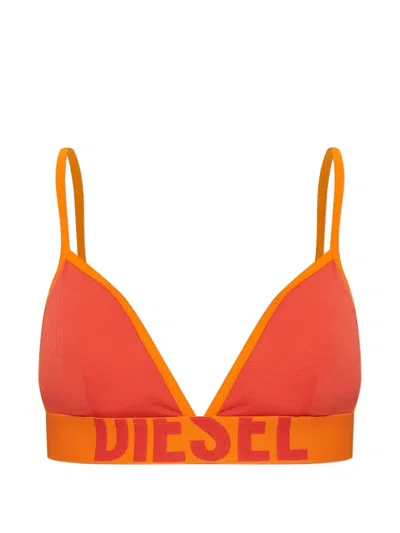 Diesel Cora-d-pop Logo-underband Bra In Orange