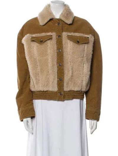 Pre-owned Diesel Corduroy Faux Fur Jacket In Brown