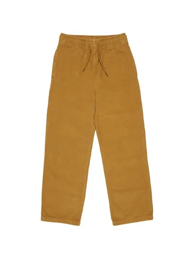Diesel Kids' Corduroy Logo-embroidered Trousers In Brown