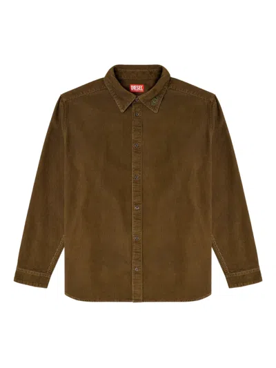 Diesel Corduroy Long-sleeve Shirt In Green