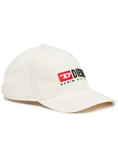 Diesel Cappello Da Baseball Con Logo Ricamato In Bianco