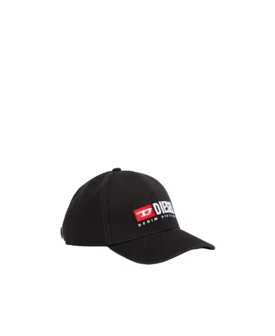 Diesel Corry-div-wash Logo Embroidered Baseball Cap In Black