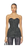 Diesel Bouclé Corset Top With Ultra-low Cut In Black