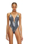 Diesel Gray Bfsw-denim-body One-piece Swimsuit In Black