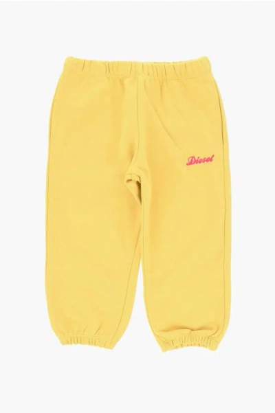 Diesel Cotton 2 Pockets Joggers With Side Logo In Yellow