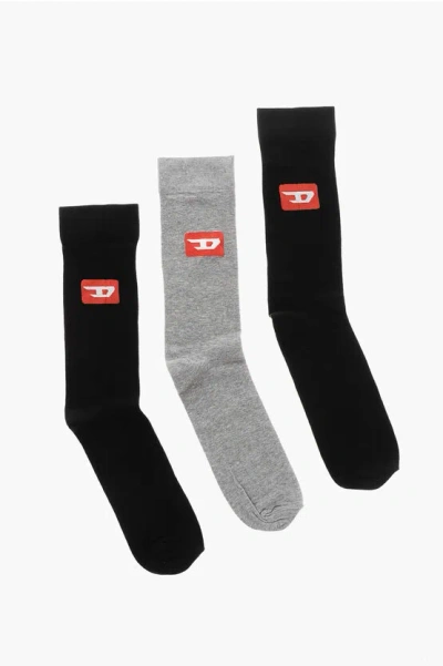 Diesel Cotton And Nylon Skm-raythreepack-r 3 Pairs Socks With Monog In Multi