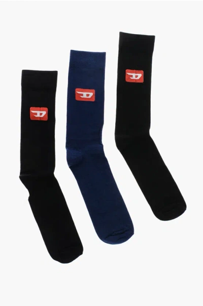 Diesel Cotton And Nylon Skm-raythreepack-r 3 Pairs Socks With Monog In Multi