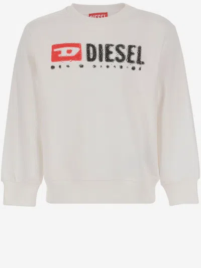 Diesel Kids' Cotton Blend Sweatshirt With Logo In Neutral