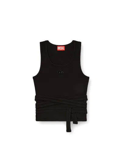 Diesel Cotton Blend Tank Top In Black