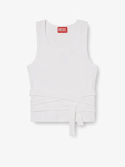 Diesel Cotton Blend Tank Top In White
