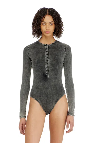 Diesel Cotton Bodysuit With Buttoned Front In Black