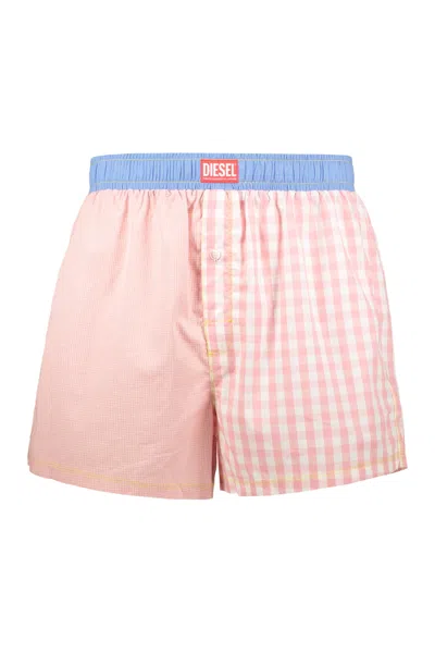 Diesel Gingham-pattern Logo-detail Boxer In Pink