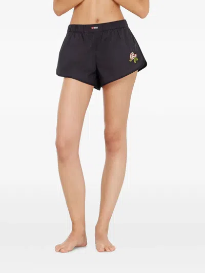 Diesel Cotton Boxers With Floral Embroidery In Multi