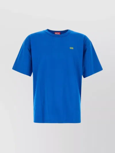 Diesel Cotton Crew Neck T-shirt With Short Sleeves In Blue