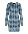 Diesel Women Light Blue Houndstooth Denim M-halma Minidress In Blue