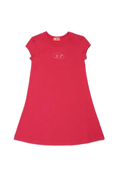 Diesel Kids' Cotton Dress With Oval D Logo In Pink