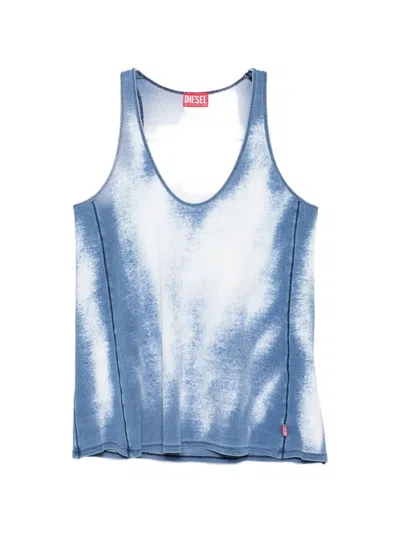 Diesel Garment Dyed Cotton Tank Top In Blue
