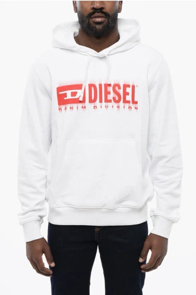 Diesel Cotton Hoodie S-ginn With Gradient Print In White