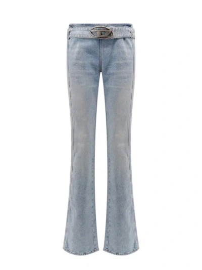 Diesel Cotton Jeans With Metal Oval-d Logo In Grey