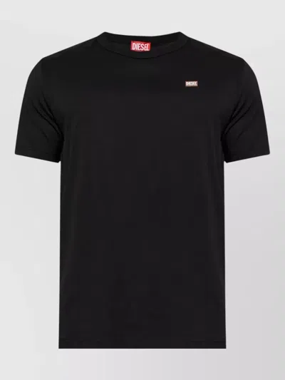 Diesel Cotton Logo Patch Crew Neck T-shirt In Black