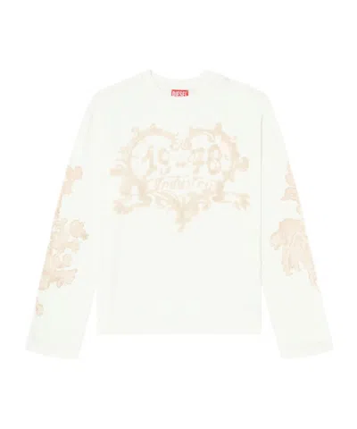 Diesel Cotton Long-sleeve T-shirt With Graphic Print In White