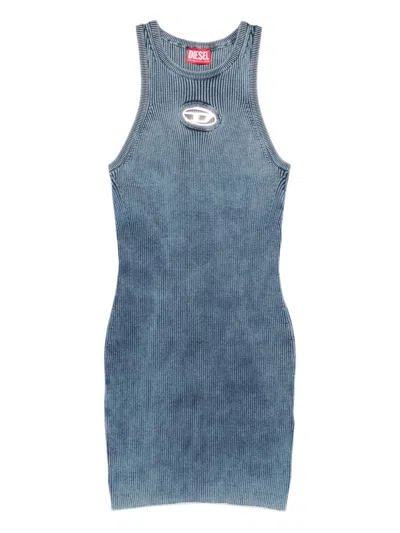 Diesel Ribbed Knit Sleeveless Dress In Blue