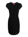 Diesel Abito Corto Con Dettaglio Oval D Cut Out In Cotone Stretch Nero Donna In Negro