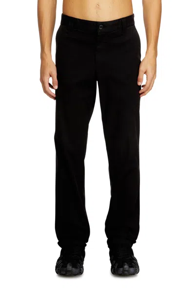 Diesel Cotton Pants With Utility Loop In Black