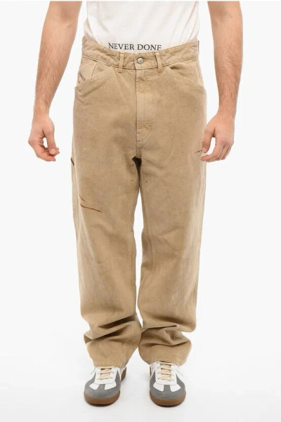 Diesel Cotton-pique P-franky Baggy Pants In Brown