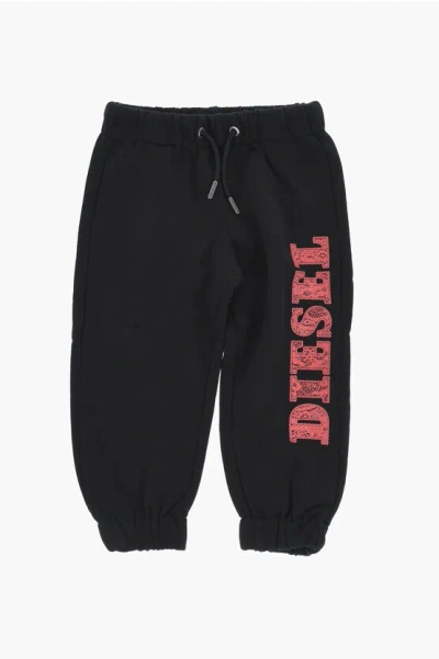 Diesel Cotton Ploggi Joggers With Side Logo In Black