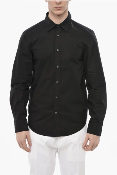 Diesel Cotton Poplin Shirt S-ben-cl Solid-color In Black