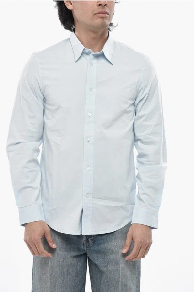 Diesel Cotton Poplin Shirt S-benny-patch With French Collar In Blue