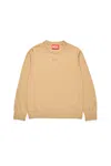 Diesel Pullover In Cotone Con Logo Oval D In Beige