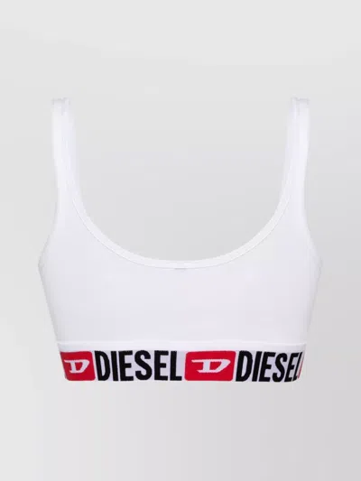 Diesel Cotton Ribbed Scoop Neckline Soft Cup Bra In White
